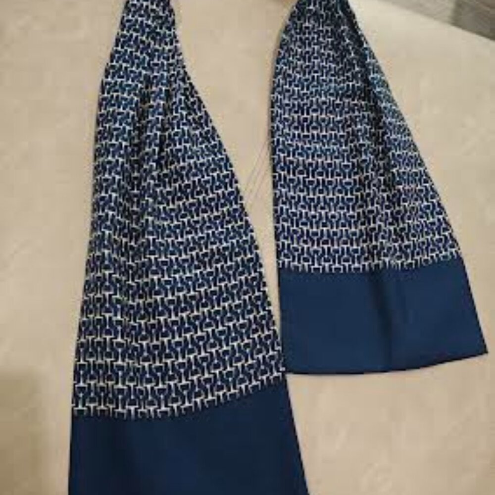 Hermès Paris Navy Blue Ascot Silk